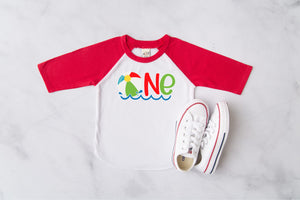 One Beach Ball Personalized Raglan