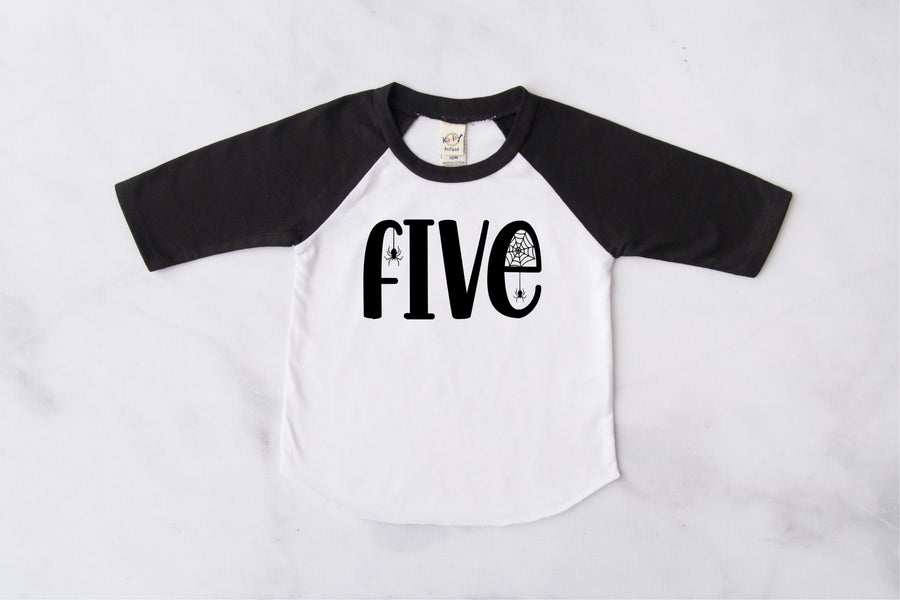 Five Spiderweb 5th Birthday Raglan