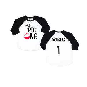 "The Big One" Bobber Personalized 1st Birthday Raglan