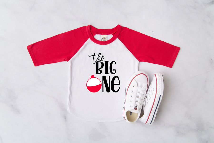 "The Big One" Bobber Personalized 1st Birthday Raglan