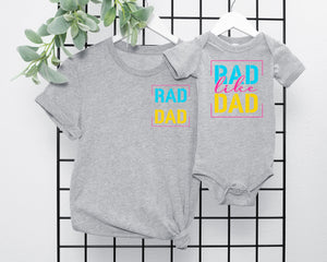 (Pocket Logo) Rad Dad/Rad Like Dad, Father's Day Matching T-shirts.