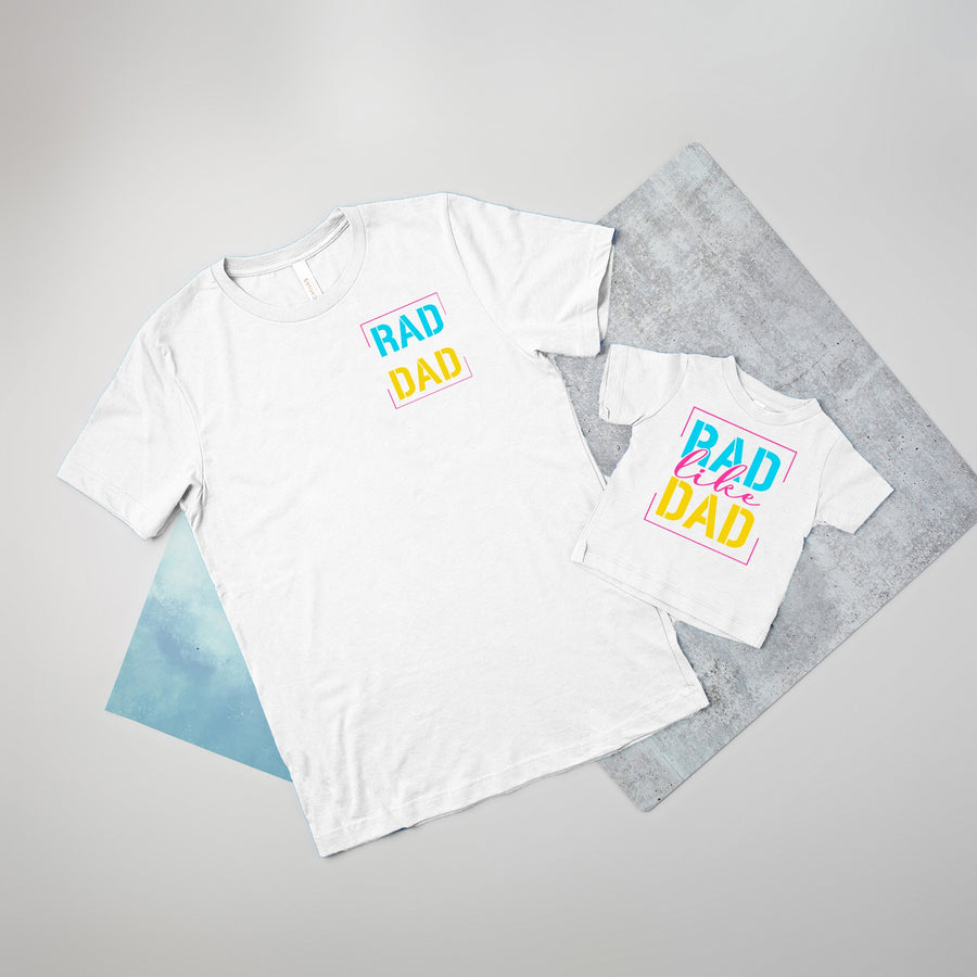 (Pocket Logo) Rad Dad/Rad Like Dad, Father's Day Matching T-shirts.