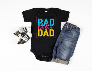(Full Front Design) Rad Dad/Rad Like Dad, Father's Day Matching T-shirts.