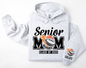 Senior Mom Personalized Rugby Hoodie Sweatshirt