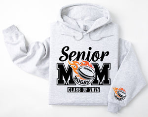 Senior Mom Personalized Rugby Hoodie Sweatshirt