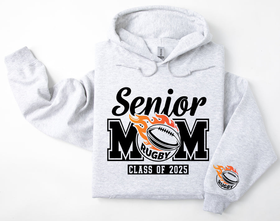 Senior Mom Personalized Rugby Hoodie Sweatshirt