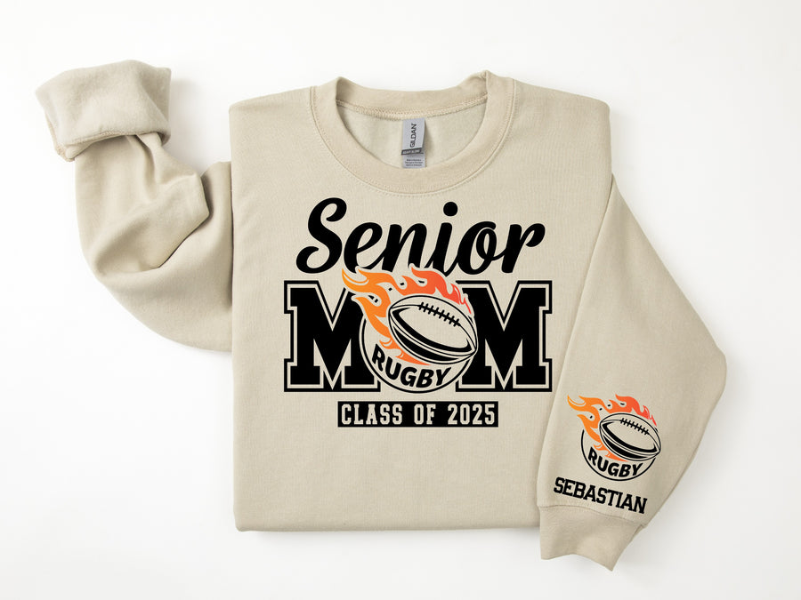 Senior Mom Personalized Rugby Sweatshirt