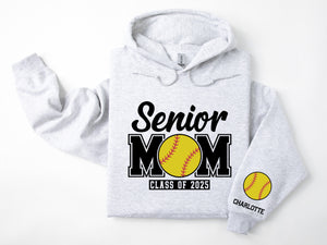 Senior Mom Personalized Softball Hoodie Sweatshirt