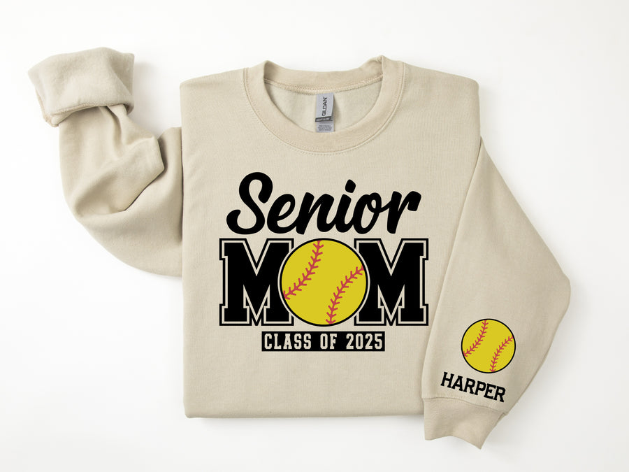 Senior Mom Personalized Softball Sweatshirt