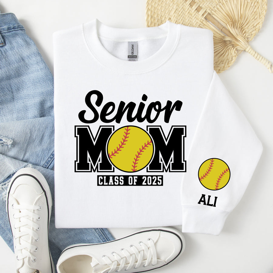 Senior Mom Personalized Softball Sweatshirt