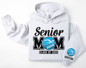 Senior Mom Personalized Swim Hoodie Sweatshirt