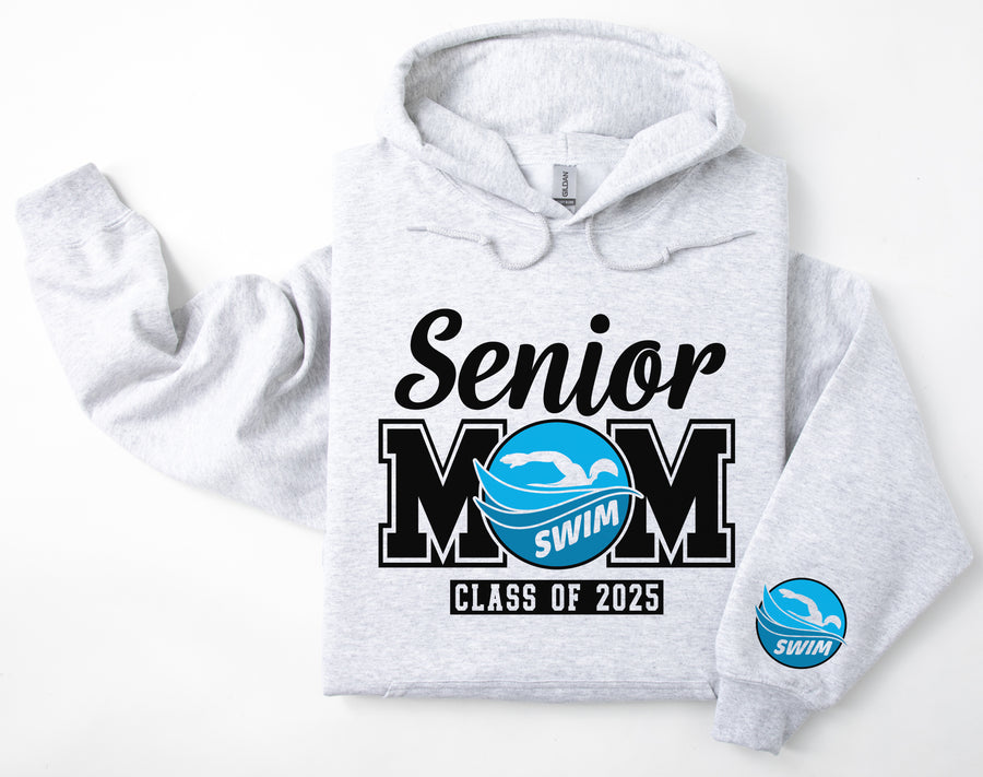 Senior Mom Personalized Swim Hoodie Sweatshirt