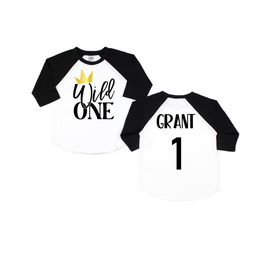 New Wild One Crown Birthday Raglan