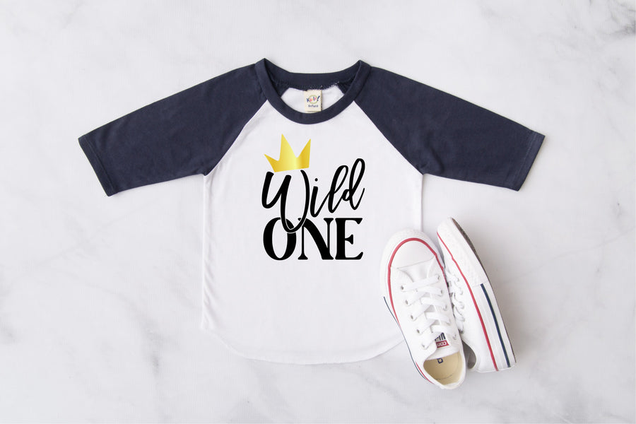 New Wild One Crown Birthday Raglan