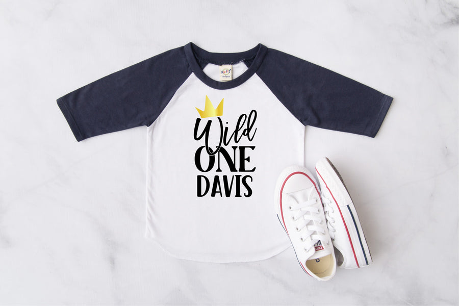 New Wild One Crown Birthday Raglan