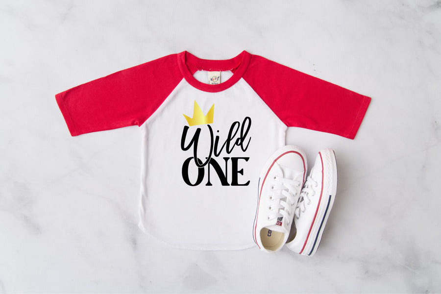 New Wild One Crown Birthday Raglan