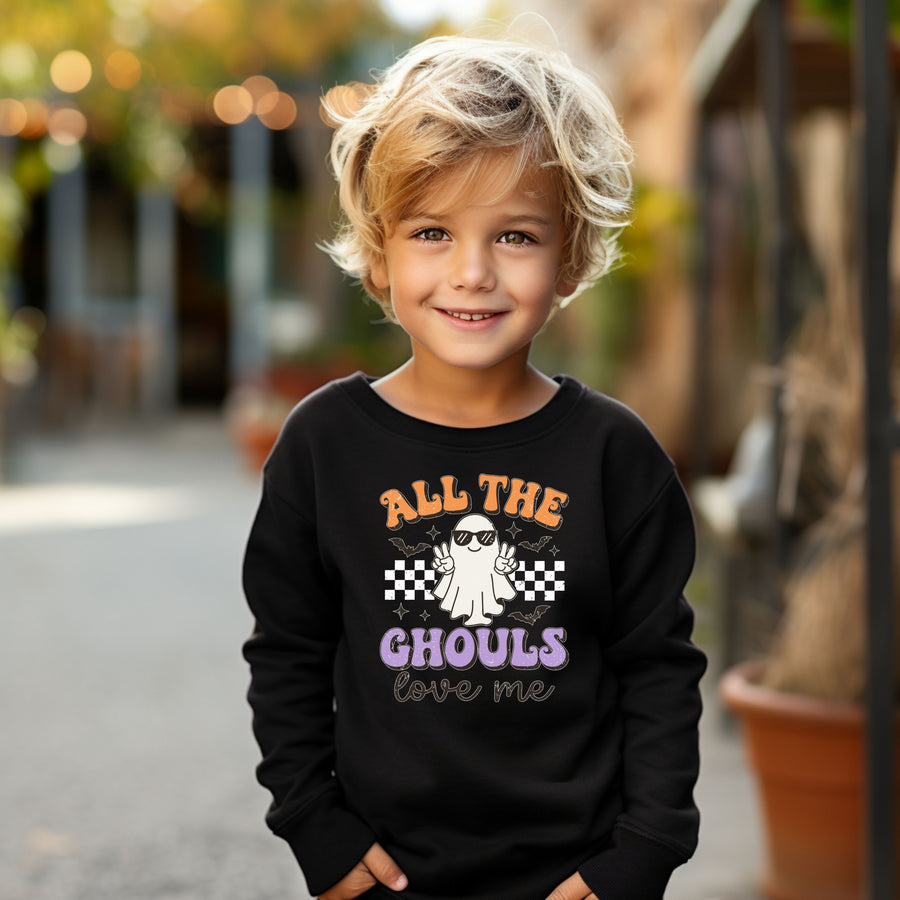 All The Ghouls Love Me Halloween Sweatshirt For Kids