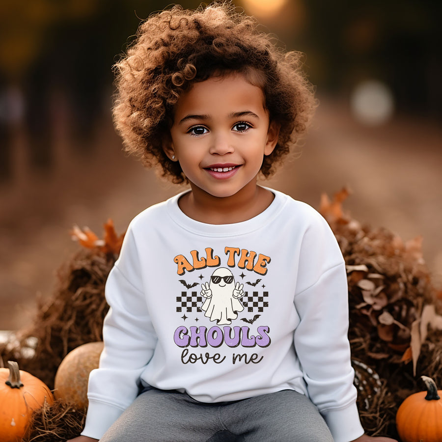 All The Ghouls Love Me Halloween Sweatshirt For Kids