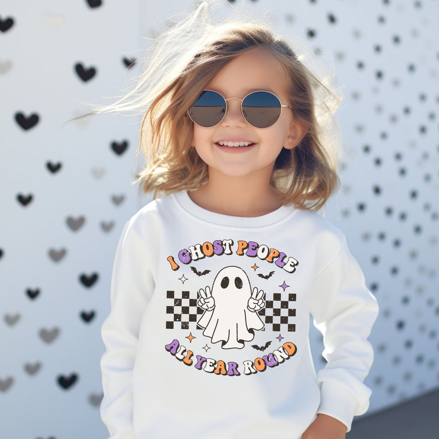 I Ghost People All Year Round Kids Halloween Sweatshirt