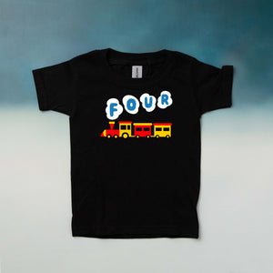 Four Train Personalized 4th Birthday T-shirt