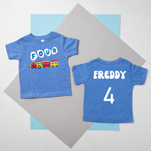 Four Train Personalized 4th Birthday T-shirt