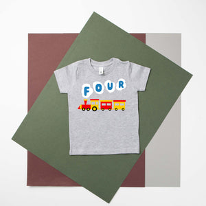 Four Train Personalized 4th Birthday T-shirt