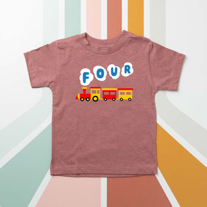 Four Train Personalized 4th Birthday T-shirt