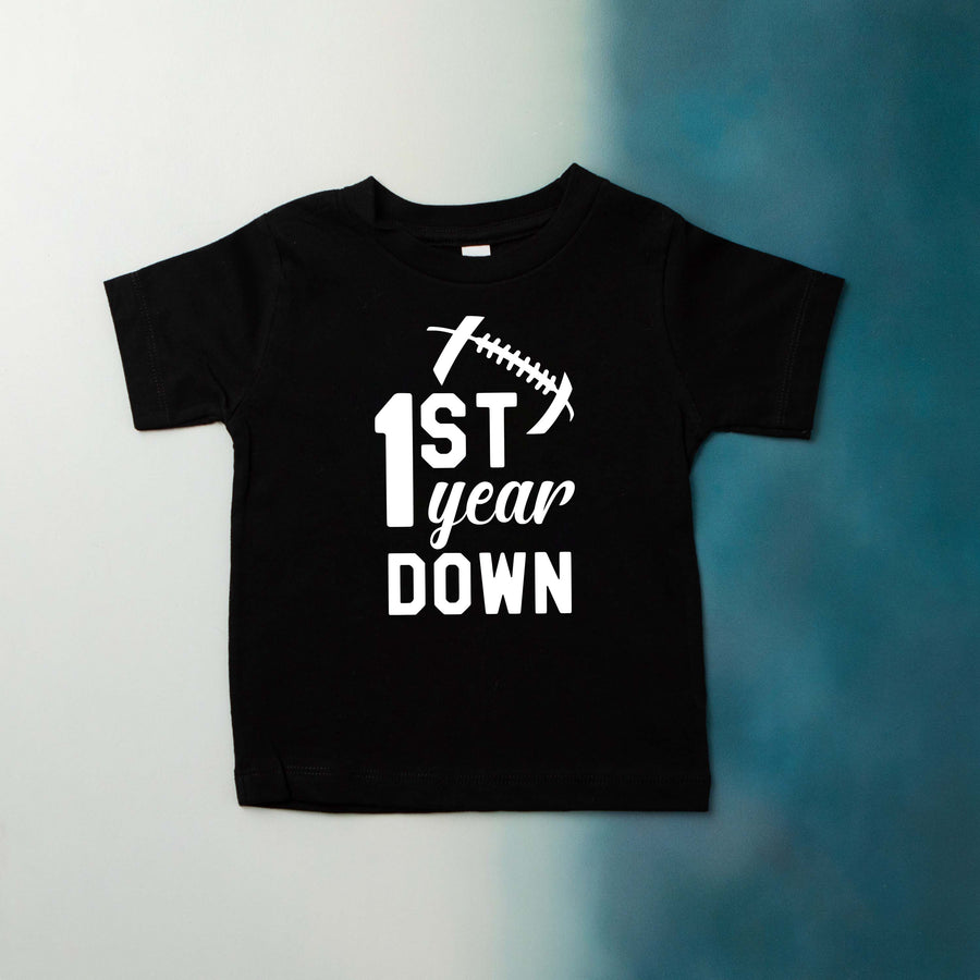 1st Year Down Football Personalized 1st Birthday T-shirt or Bodysuit