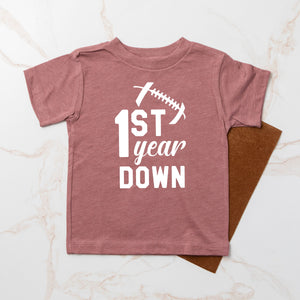 1st Year Down Football Personalized 1st Birthday T-shirt or Bodysuit