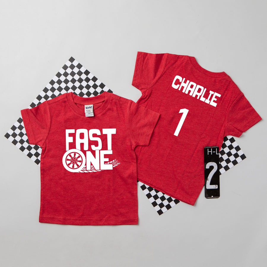 "Fast One" 1st Birthday Racing Theme T-shirt or Bodysuit