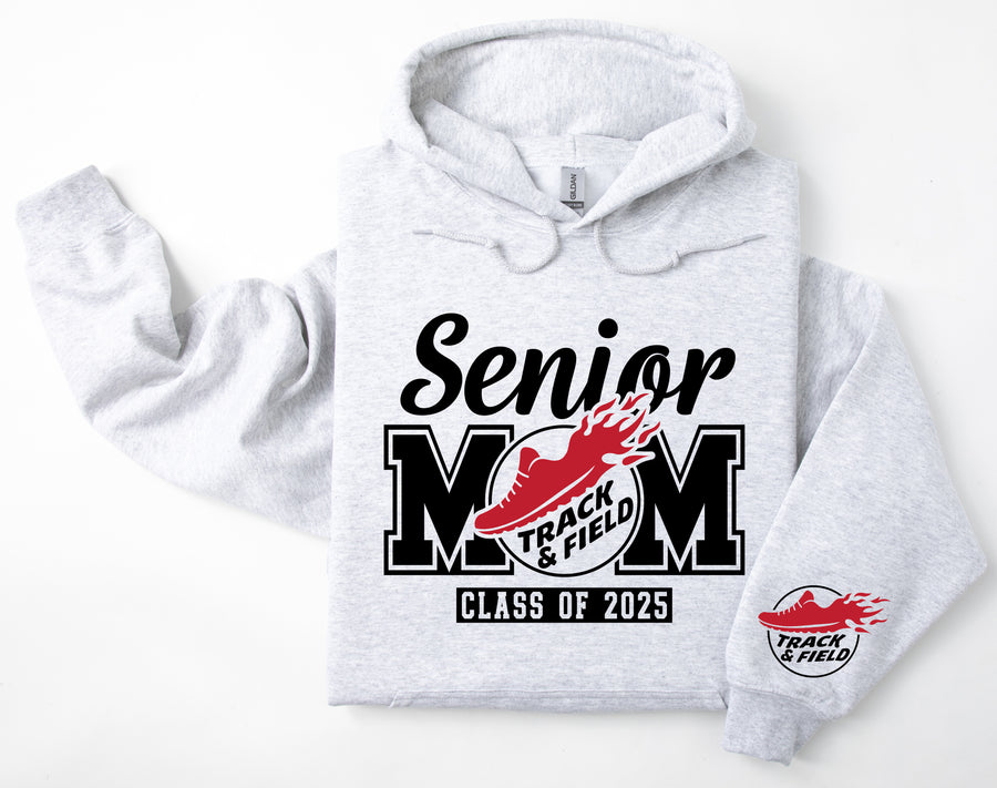 Senior Mom Personalized Track And Field Hoodie Sweatshirt