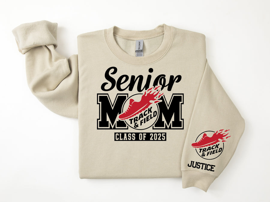 Senior Mom Personalized Track And Field Sweatshirt