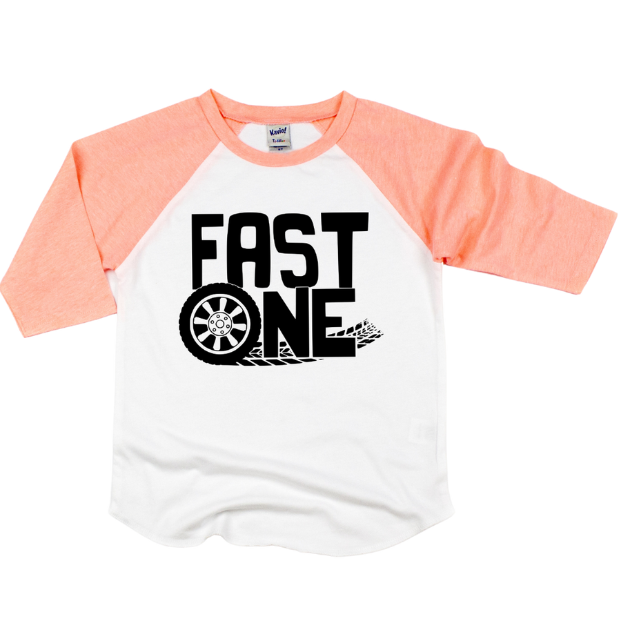 Fast One Racing Themed Personalized 1st Birthday Raglan