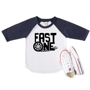 Fast One Racing Themed Personalized 1st Birthday Raglan