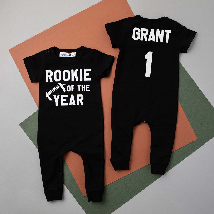 "Rookie of the Year" Football Slim Fit 1st Birthday Romper