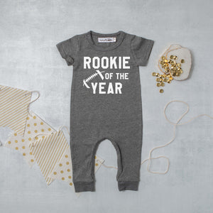 "Rookie of the Year" Football Slim Fit 1st Birthday Romper