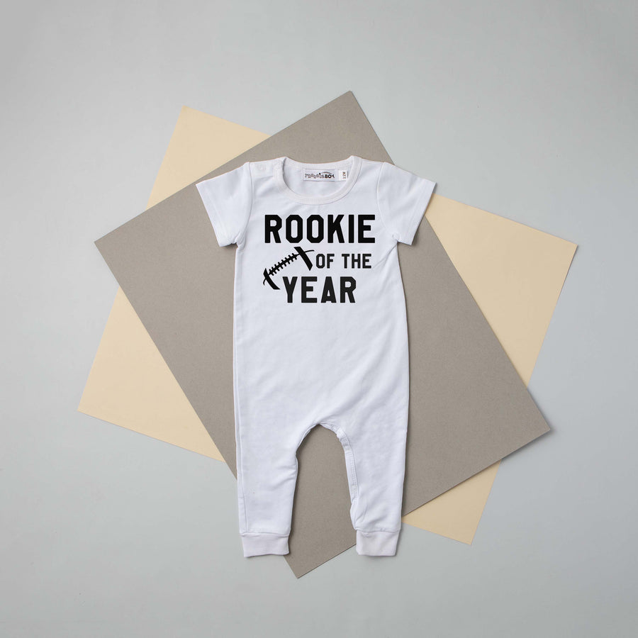 "Rookie of the Year" Football Slim Fit 1st Birthday Romper