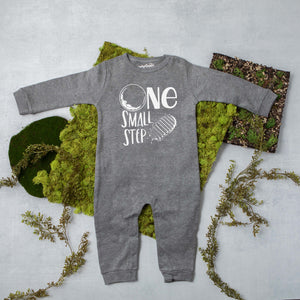 One Small Step Space Themed Long Sleeved Personalized Romper