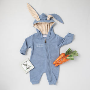 White Personalized Embroidered Easter Romper with Bunny Ears