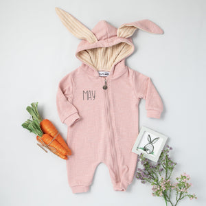 Green Personalized Embroidered Easter Romper with Bunny Ears